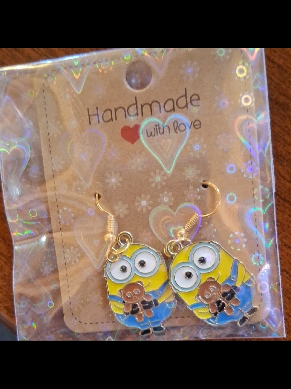 $8 Each Or Bundle 5/$20 Handmade Kids Minion Holding Teddy Drop Earrings